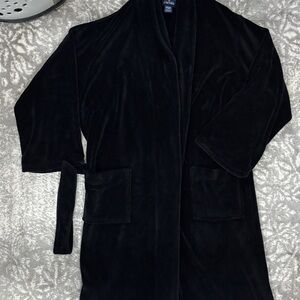 Stafford Plush Black Men’s Bathrobe One size fits most